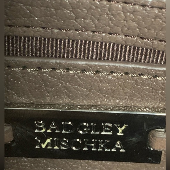 Vtg Designer Badgley Mischka Pebbled Leather Crossbody Chain Brown Handbag - Picture 7 of 16